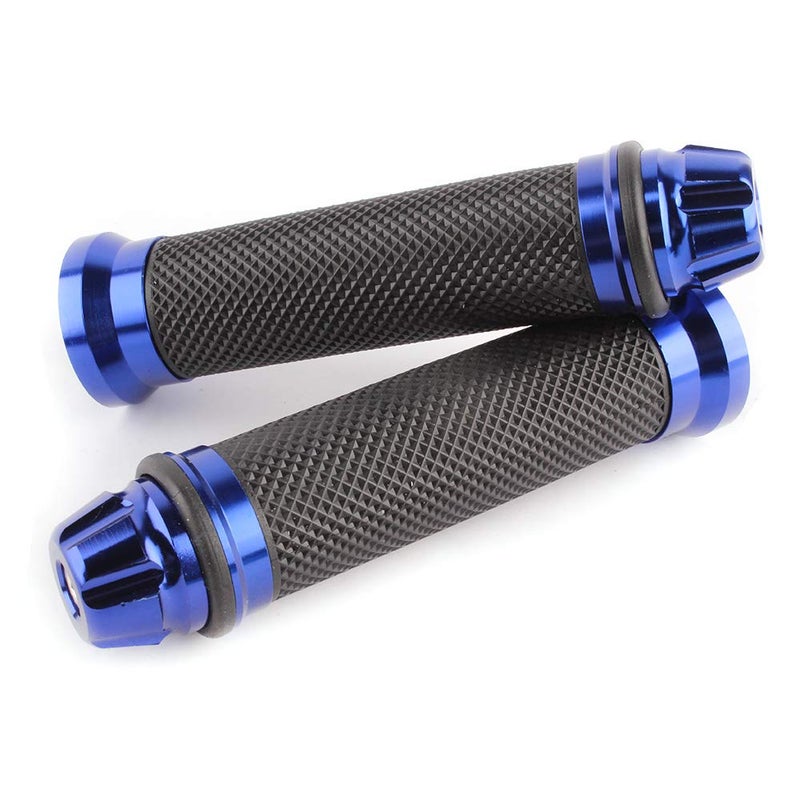 MISS MOLY 7/8" Motorcycle Hand Grips with Bar End Cap, Racing CNC Aluminum & Soft Rubber Handlebar Universal Compatible with Honda CBR1000RR Suzuki GSXR 600 750(Blue) - Image 3